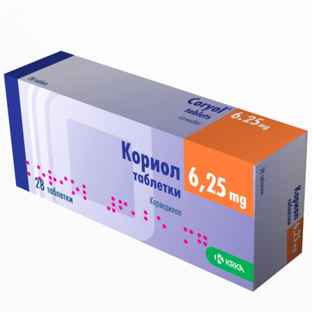 Coryol 6,25 mg 28 tablets / Кориол 6,25 mg 28 таблетки - Лекарства с рецепта