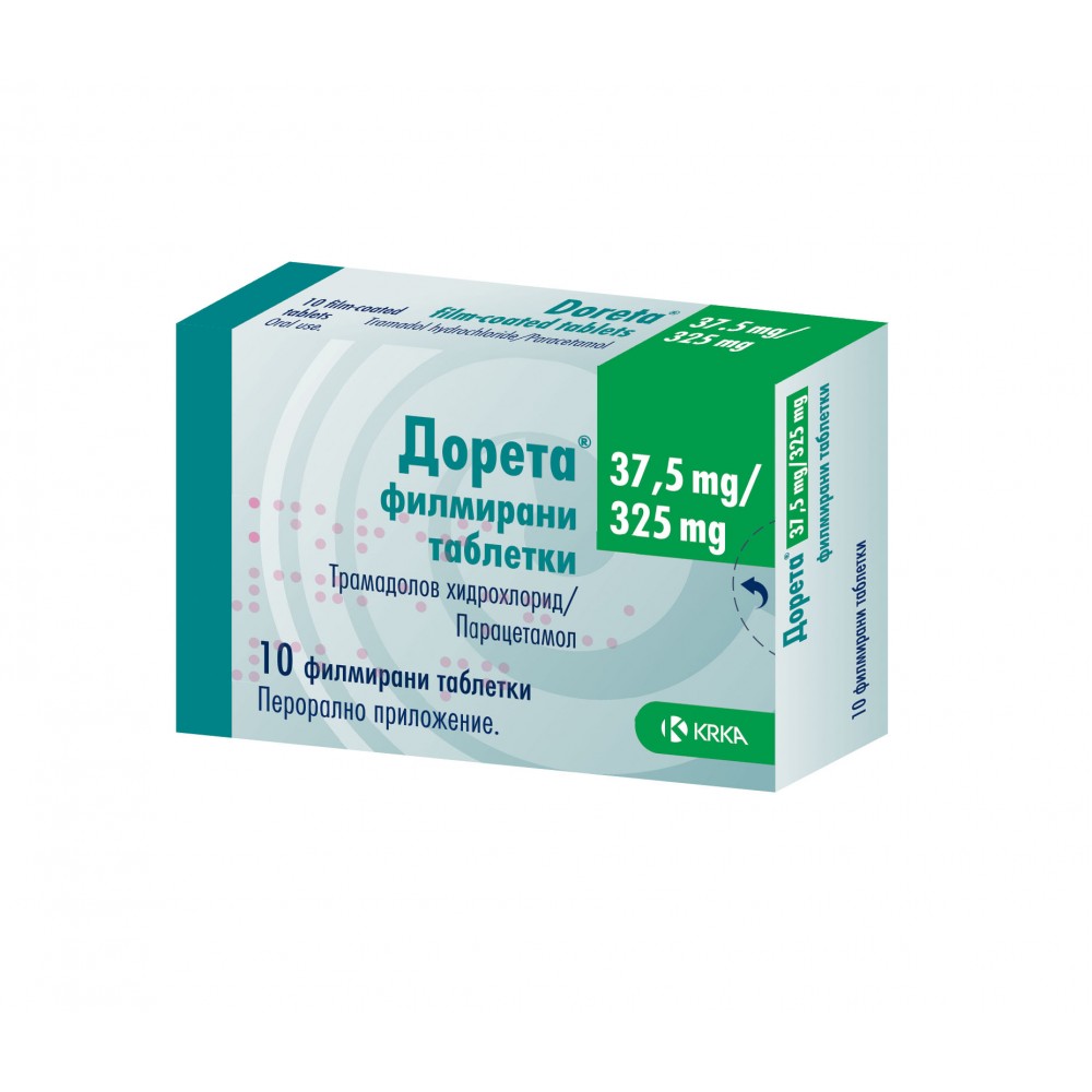 Дорета 37,5 мг/ 325 мг x10 филмирани таблетки - Лекарства с рецепта