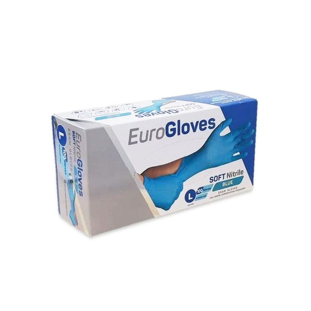 РЪКАВИЦИ НИТРИЛНИ НЕСТЕРИЛНИ EUROGLOVES L х 100 бр - Лични предпазни средства