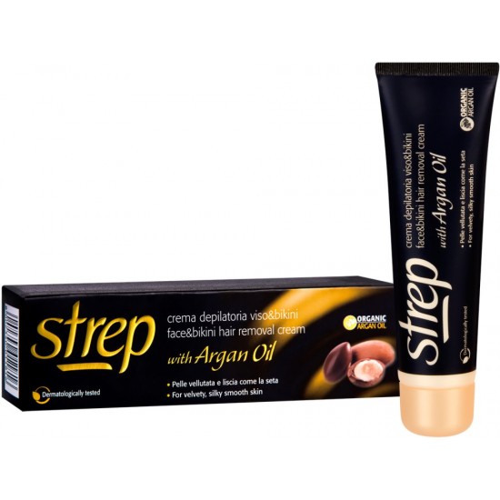 СТРЕП HAIR REMOVAL CREAM FACE & BIKINI депилиращ крем за лице и бикини зона с арганово масло 50 мл