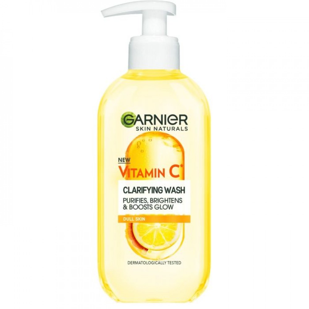GARNIER SKIN NATURALS VITAMIN C Clarifying Wash почистващ гел за лице с витамин С и екстракт от лимон за всеки тип кожа 200 мл