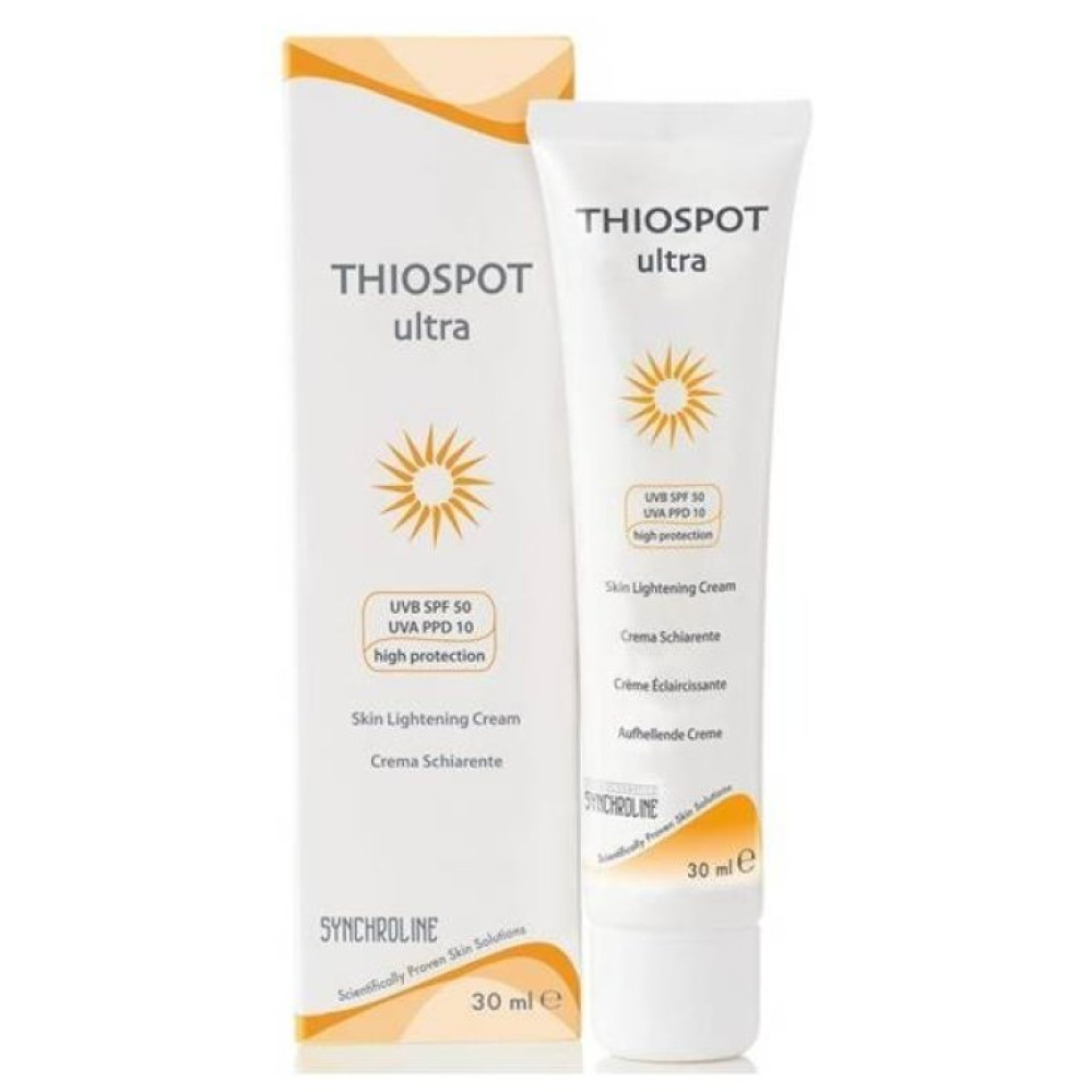 Synchroline Thiospot Депигментиращ крем за лице и тяло SPF 50+ 30 мл - Слънцезащитни Кремове Synchroline Thiospot Депигментиращ крем за лице и тяло SPF 50+ 30 мл - Слънцезащитни Кремове