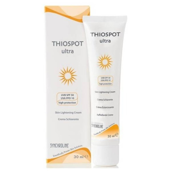 SYNCHROLINE THIOSPOT Ultra SPF50+ депигментиращ крем за лице и тяло с висока слънцезащита 30 мл