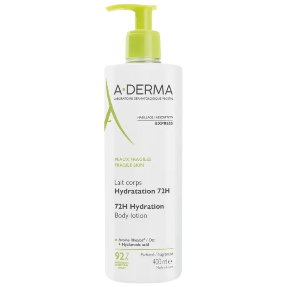 A-DERMA HYDRATION 72H BODY LOTION хидратиращо мляко за тяло за уязвима кожа 400 мл - Грижа за тялото