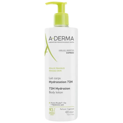 A-DERMA HYDRATION 72H BODY LOTION хидратиращо мляко за тяло за уязвима кожа 400 мл
