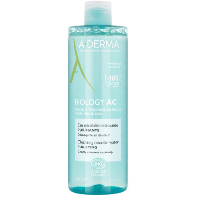 A-DERMA BIOLOGY AC CLEANSING MICELLAR WATER PURIFYING почистваща мицеларна вода за лице за мазна склонна към акне кожа 400 мл