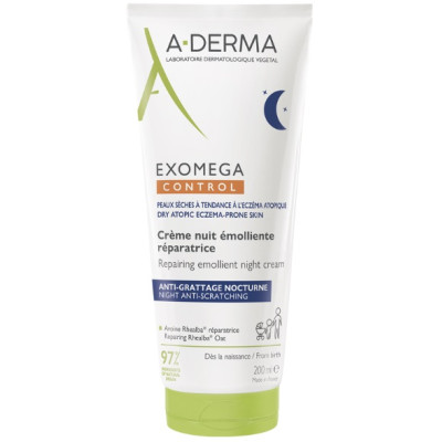 A-DERMA EXOMEGA CONTROL Repairing Anti-Scratching Night Cream нощен емолиентен крем за лице и тяло за суха и атопична кожа 200мл