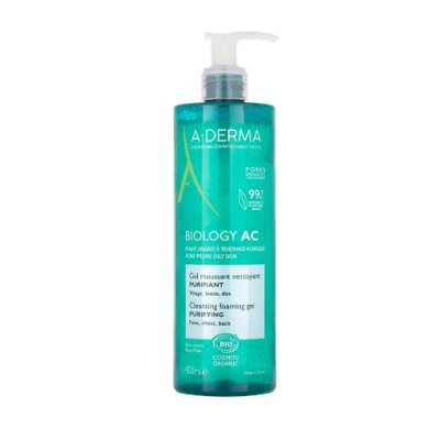 A-DERMA BIOLOGY AC CLEANSING FOAMING GEL PURIFYING почистващ пенещ се гел за лице и тяло за мазна кожа 400 мл