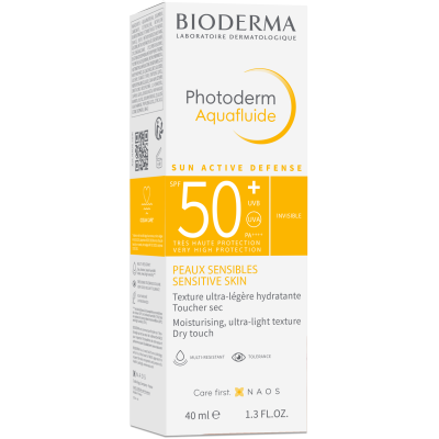 BIODERMA PHOTODERM Aquafluide SPF50+ слънцезащитен безцветен неутрален аквафлуид за лице за чувствителна кожа 40 мл