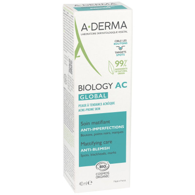 A-DERMA BIOLOGY AC GLOBAL ANTI-BLEMISH крем за лице матираща грижа срещу несъвършенства 40 мл