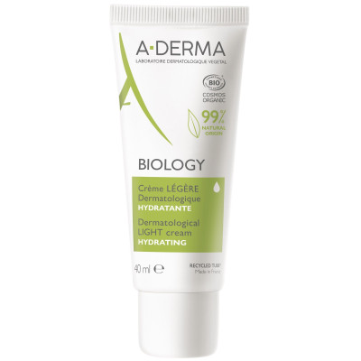 A-DERMA BIOLOGY DERMATOLOGICAL LIGHT CREAM HYDRATING дерматологичен лек хидратиращ крем за лице за суха кожа 40 мл