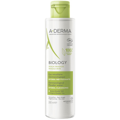 A-DERMA BIOLOGY HYDRA-CLEANSING хидратираща дерматологична мицеларна вода за лице за уязвима кожа 200 мл