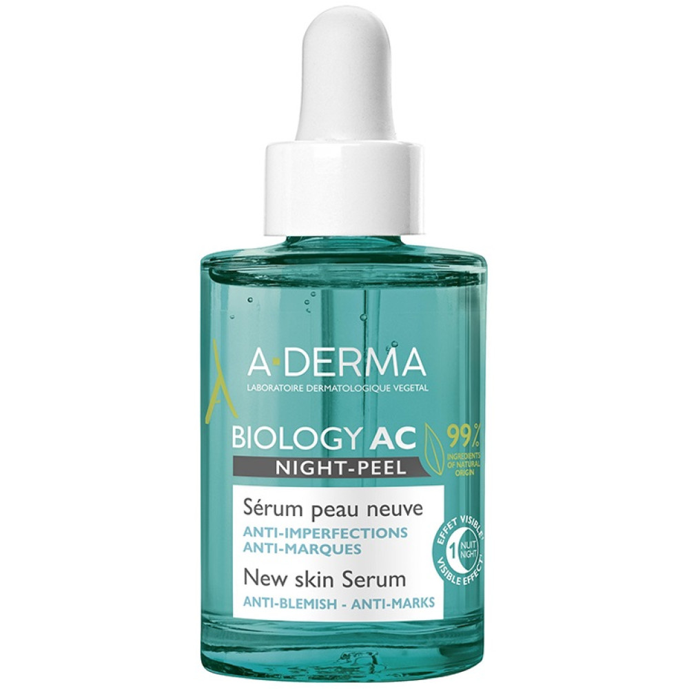 А-ДЕРМА BIOLOGY AC NIGHT PEEL НОЩЕН пилинг серум против несъвършенства за лице 30 мл - Грижа за лицето А-ДЕРМА BIOLOGY AC NIGHT PEEL НОЩЕН пилинг серум против несъвършенства за лице 30 мл - Грижа за лицето