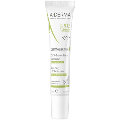 A-DERMA DERMALIBOUR+ CICA-LIP BALM възстановяващ балсам за сухи и напукани устни 15 мл