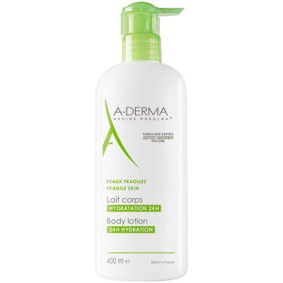 A-DERMA 24H HYDRATION BODY LOTION хидратиращ лосион за тяло за уязвима кожа 400 мл