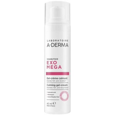 A-DERMA EXOMEGA Facial Calming Gel-Cream успокояващ хидратиращ гел-крем за лице за суха реактивна склонна към атопия кожа 40 мл