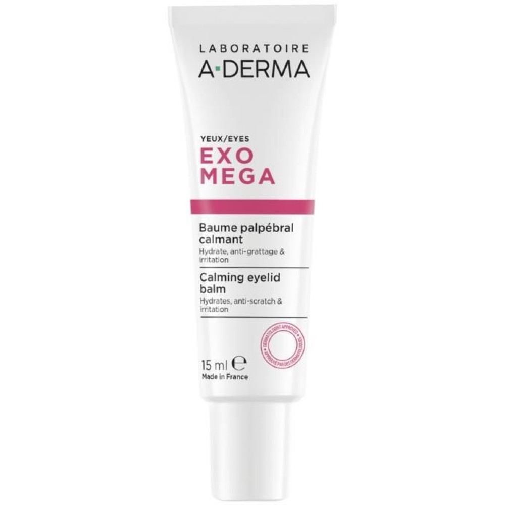 A-DERMA EXOMEGA Soothing Eyelid Balm успокояващ околоочен балсам при реактивни клепачи, суха склонни към атопия кожа 15 мл - Грижа за лицето