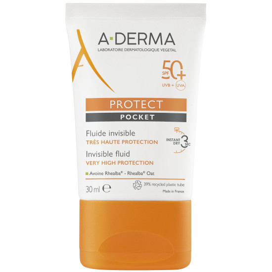 A-DERMA PROTECT POCKET INVISIBLE FLUID SPF50+ слънцезащитен невидим флуид за лице 30 мл