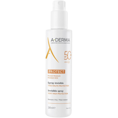A-DERMA PROTECT SPF50+ SPRAY INVISIBLE невидим слънцезащитен спрей за тяло за всеки тип кожа 200 мл