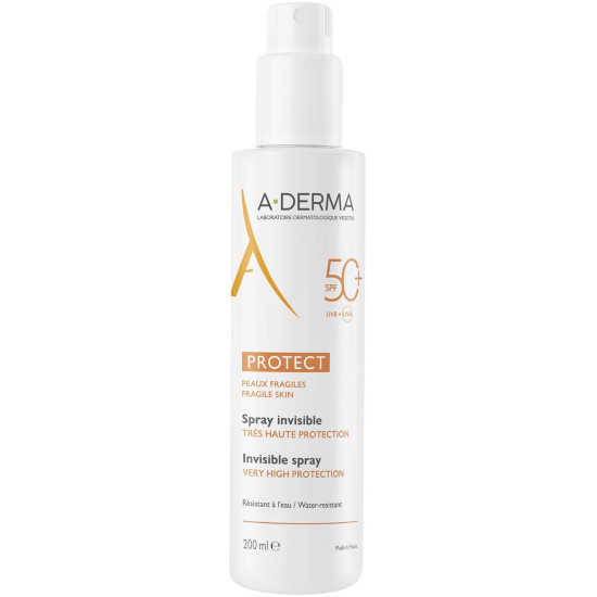 A-DERMA PROTECT SPF50+ SPRAY INVISIBLE невидим слънцезащитен спрей за тяло за всеки тип кожа 200 мл