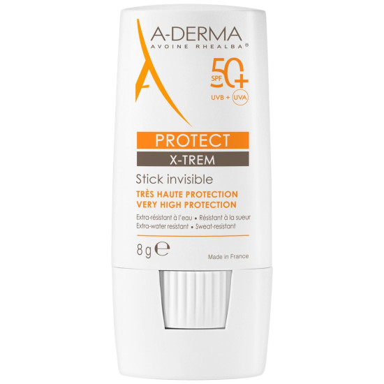 A-DERMA PROTECT X-TREM Invisible Stick SPF50+ невидим слънцезащитен стик за лице и уязвими зони (белези и татуировки) 8 г