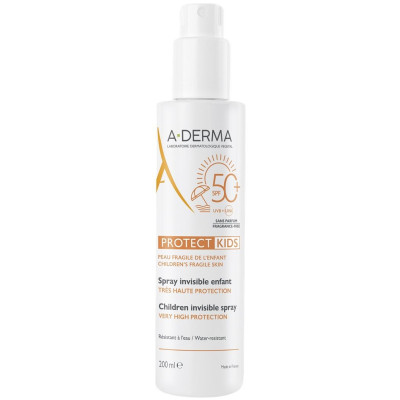 A-DERMA PROTECT KIDS SPF50+ SPRAY INVISIBLE невидим слънцезащитен спрей за деца за лице и тяло за уязвима кожа 200 мл