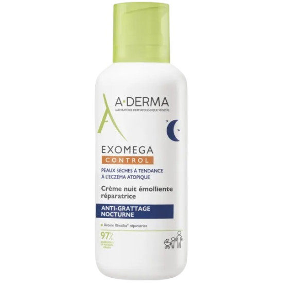 A-DERMA EXOMEGA CONTROL Repairing Anti-Scratching Night Cream нощен емолиентен крем за лице и тяло за суха и атопична кожа 400мл