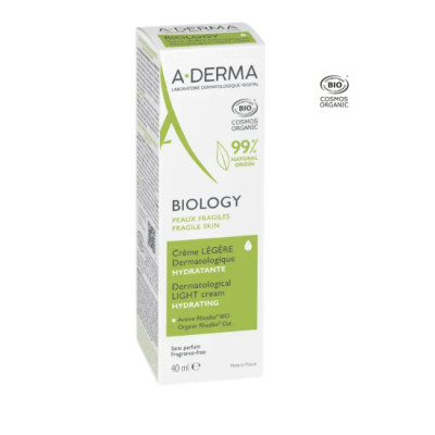 А-ДЕРМА BIOLOGY DERMATOLOGICAL LIGHT CREAM HYDRATING дерматологичен лек хидратиращ крем за лице 40 мл