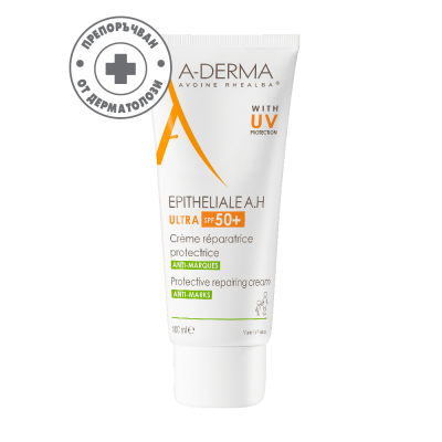 А-ДЕРМА EPITHELIALE A.H ULTRA SPF50+ възстановяващ слънцезащитен крем за уязвима кожа за лице и тяло 100 мл