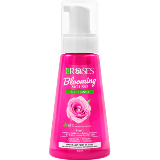 NATURE OF AGIVA ROSES 4in1 BLOOMING MOUSSE FACE CLEANSER измиваща пяна за лице за чувствителна кожа 250 мл