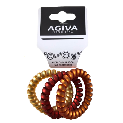 АГИВА PRO ластик спирала за коса цветен метализе х 3 бр DLY-01