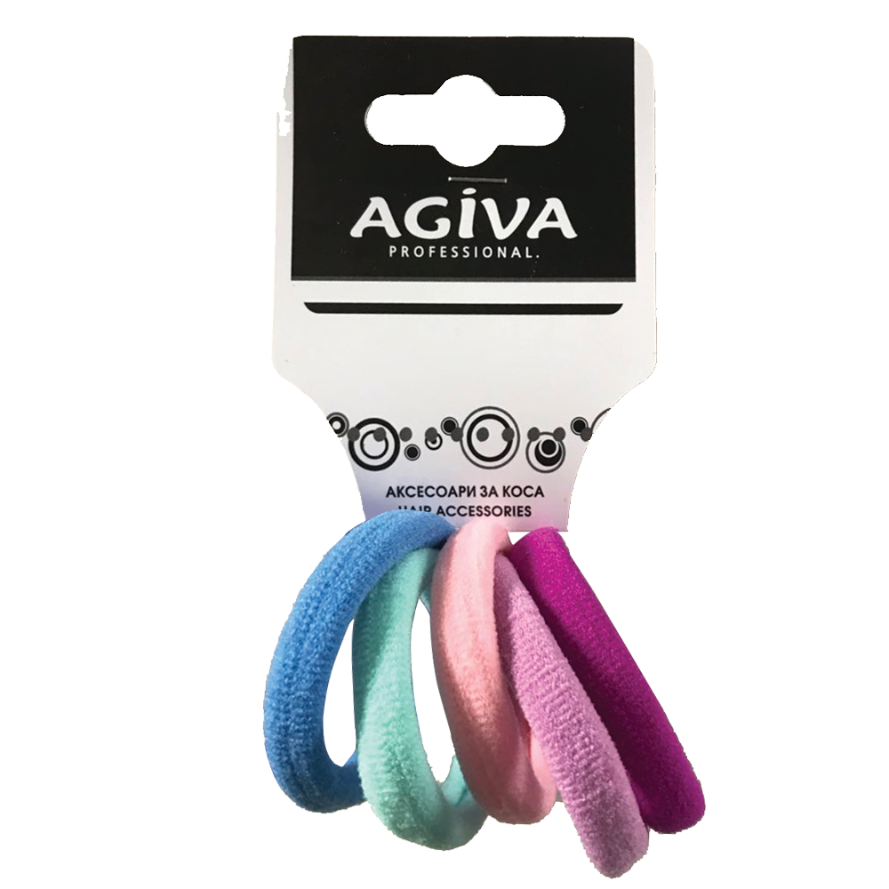 АГИВА PRO ластик за коса 4 см цветен х 5 бр BG-088C - Грижа за косата