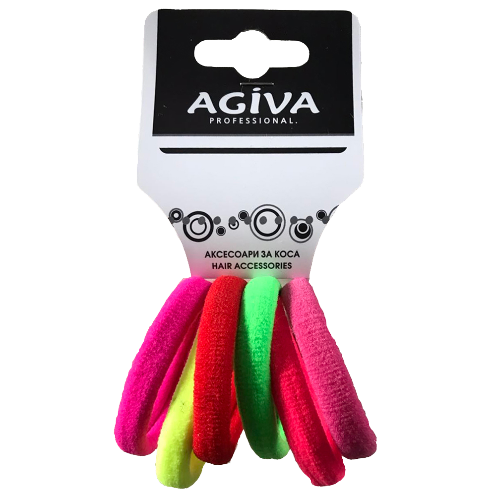 АГИВА PRO ластик за коса 4 см цветен х 5 бр BG-088D - Грижа за косата