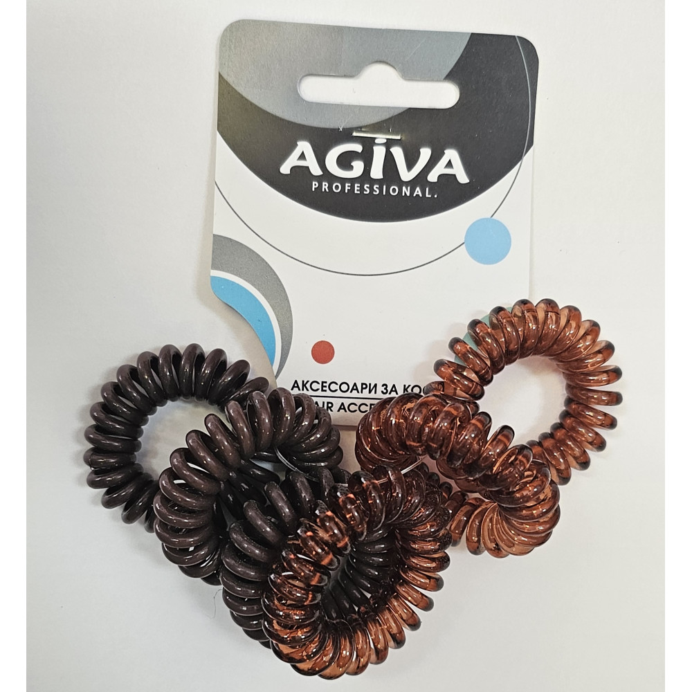 АГИВА PRO ластик спирала за коса малка кафява  х 6 бр TL-003A - Грижа за косата