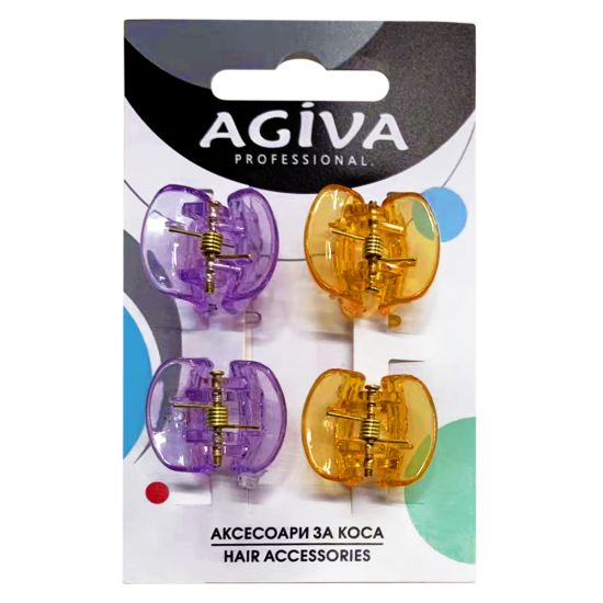 AGIVA PRO мини щипка за коса, голяма, цветна х 4 бр HC001B