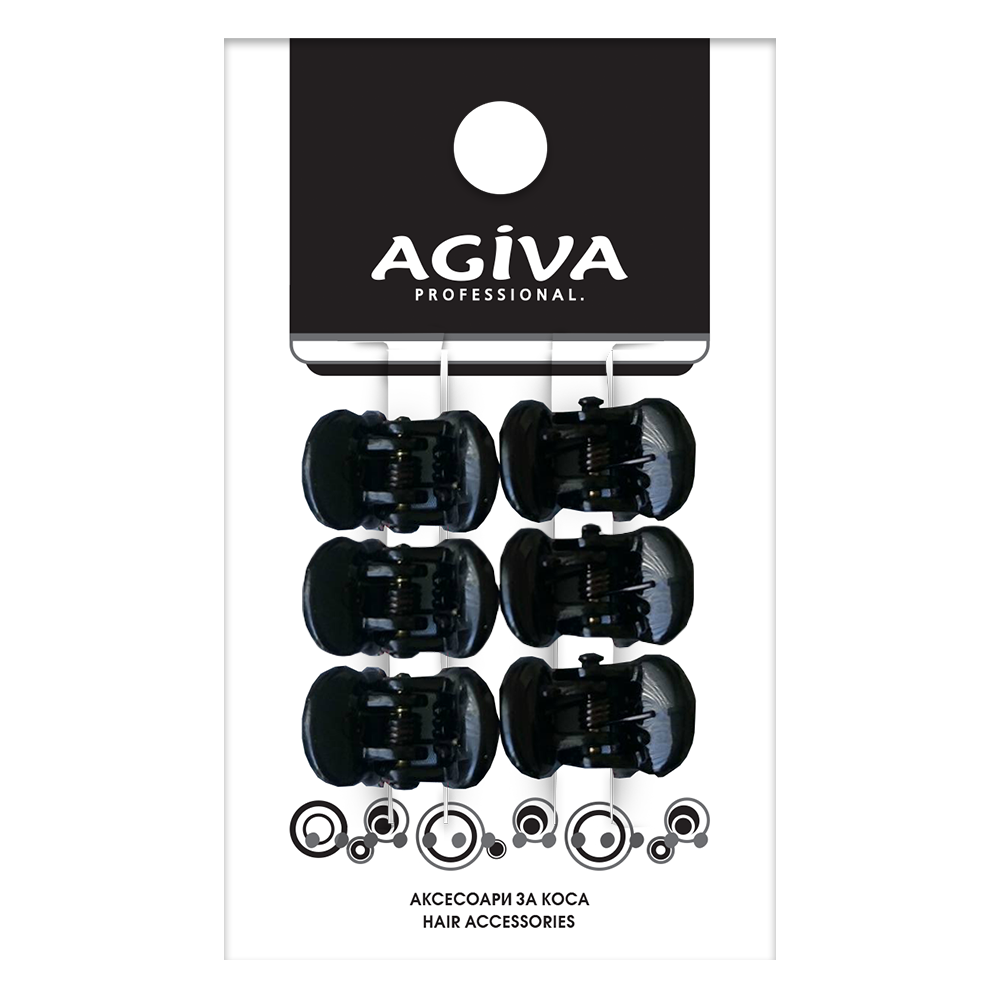 АГИВА PRO мини щипка за коса, малка, черна х 6 бр HC-002 - Грижа за косата