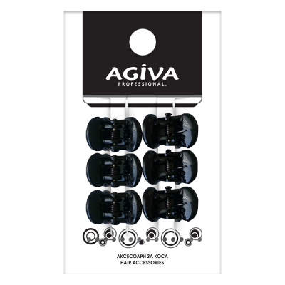 АГИВА PRO мини щипка за коса, малка, черна х 4 бр HC-002