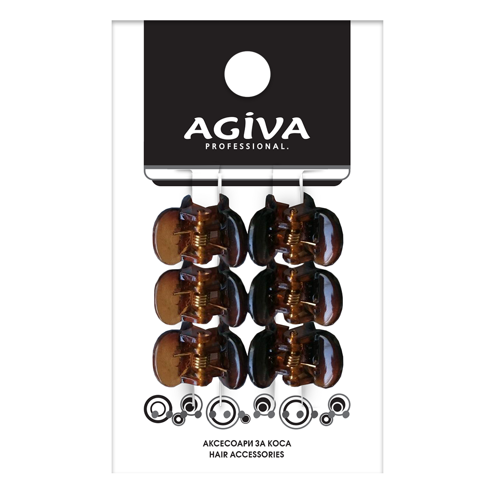 АГИВА PRO мини щипка за коса, малка, кафява х 4 бр HC-002A - Грижа за косата
