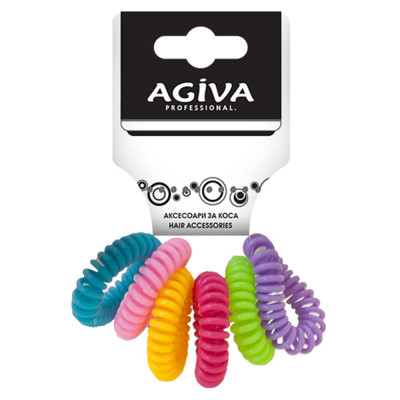 АГИВА силиконови ластици за коса спирала, цветни х 6 бр TL-003B