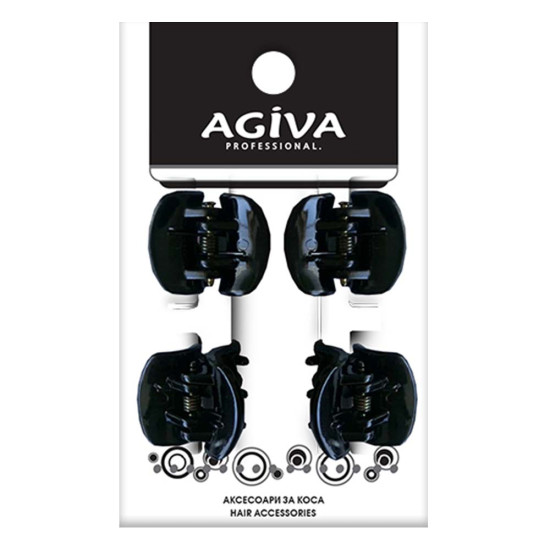 AGIVA PRO мини щипка за коса, голяма, черна х 4 бр HC-001