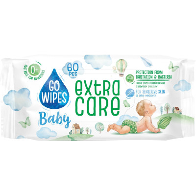 GO WIPES ултра меки мокри кърпички BABY EXTRA CARE х 60 бр