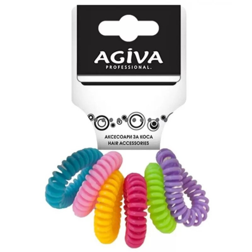 АГИВА PRO ластик спирала за коса цветен микс х 6 бр TL-003B - Грижа за косата
