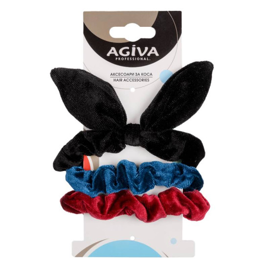 AGIVA PRO ластик за коса скрънчи кадифе с уши х 3 бр VE-01