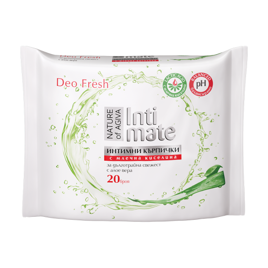 ᐉ NATURE OF AGIVA INTIMATE DEO FRESH интимни мокри кърпички с екстракт от алое х 20 бр