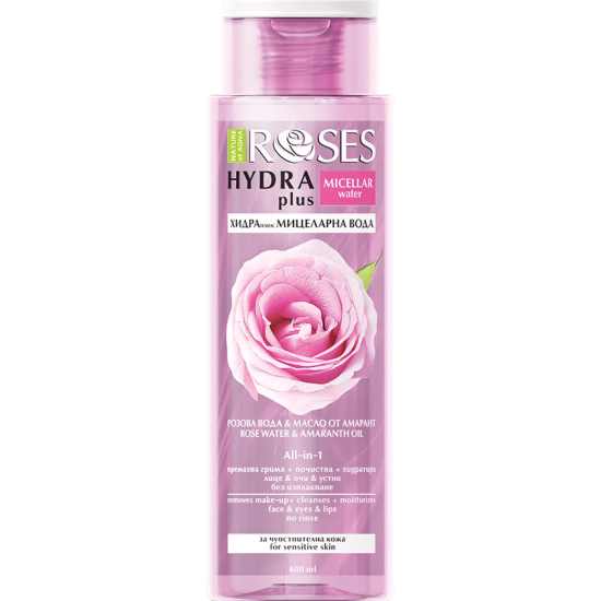 NATURE OF AGIVA ROSES 3in1 мицеларна вода за лице с розова вода и амарант 400 мл
