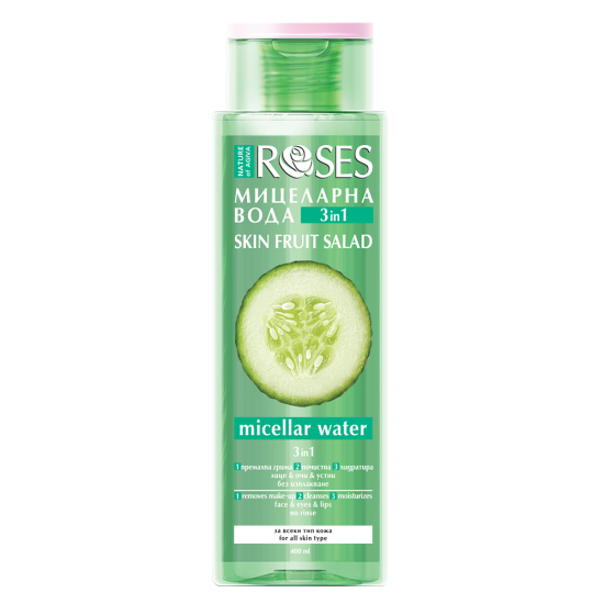 NATURE OF AGIVA ROSES 3in1 мицеларна вода за лице с екстракт от краставица и алое 400 мл