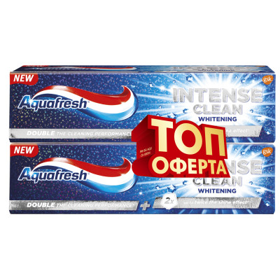 АКВАФРЕШ паста за зъби INTENSE CLEAN WHITENING 75 мл /1+1/