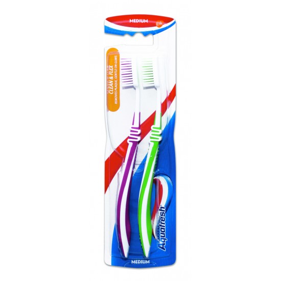 АКВАФРЕШ четка за зъби CLEAN FLEX MED 1+1