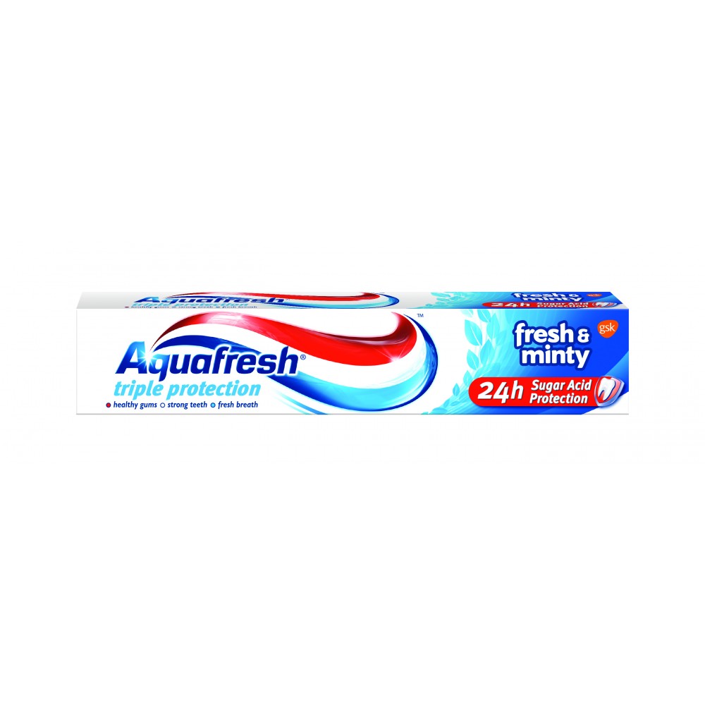 АКВАФРЕШ паста за зъби FRESH&MINTY ТРОЙНА ЗАЩИТА 100 мл/синя/ - Орална хигиена