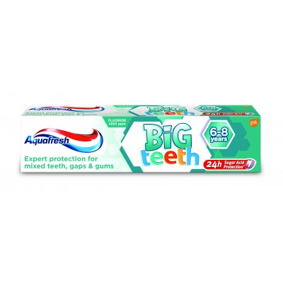 АКВАФРЕШ паста за зъби KIDS BIG TEETH 50 мл/6г+/